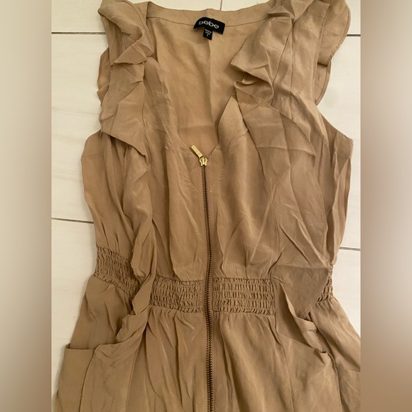 Bebe brown tan ruffle dress S - Picture 1 of 3